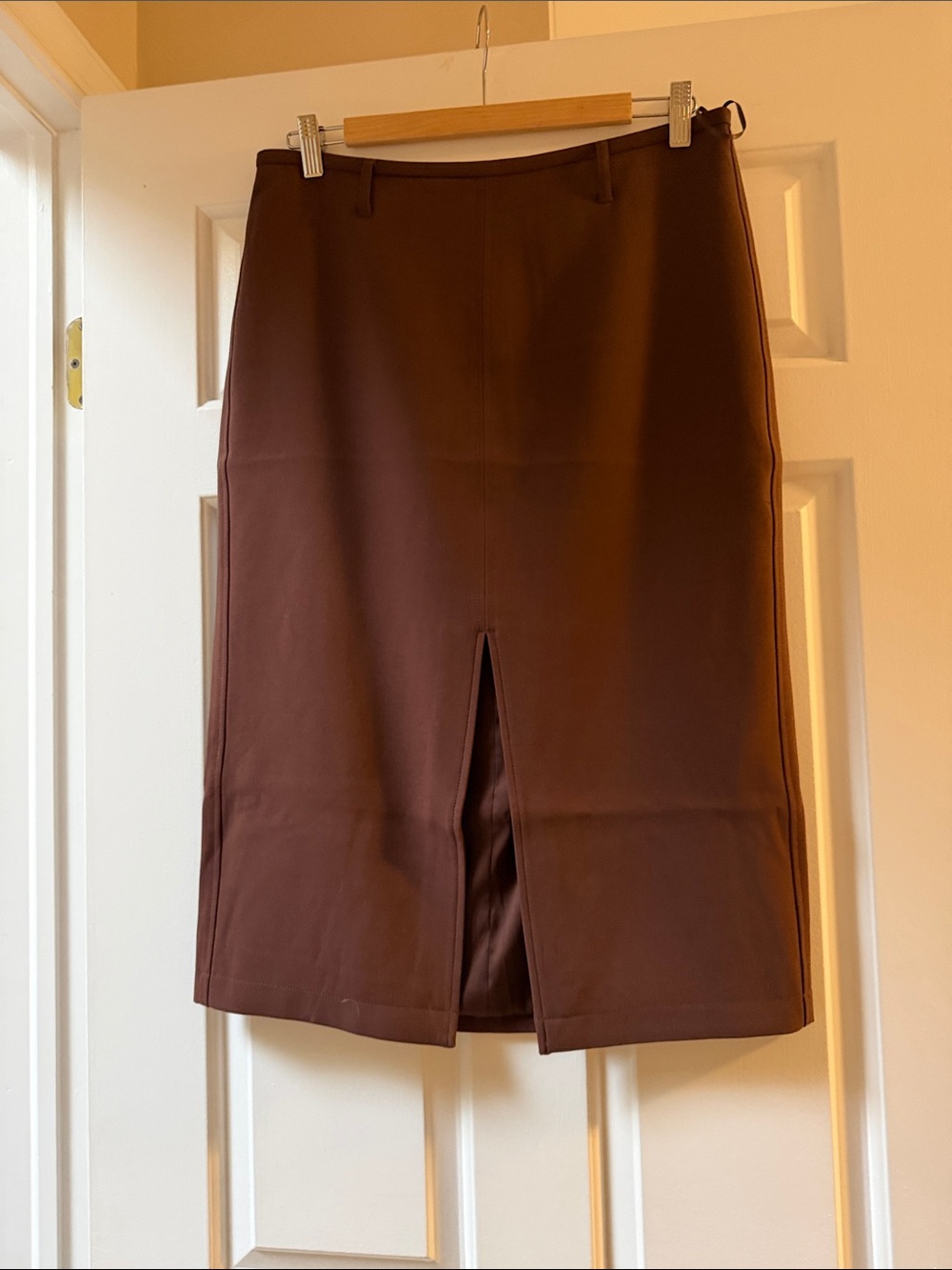 J. Crew Brown Pencil Skirt with Center Front Slit